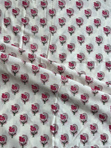 Pink Buti Block Printed Cotton Fabric