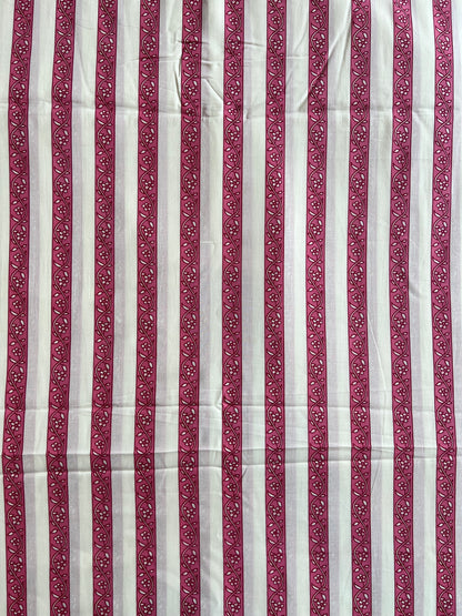 Pink Stripes Printed Cotton Fabric