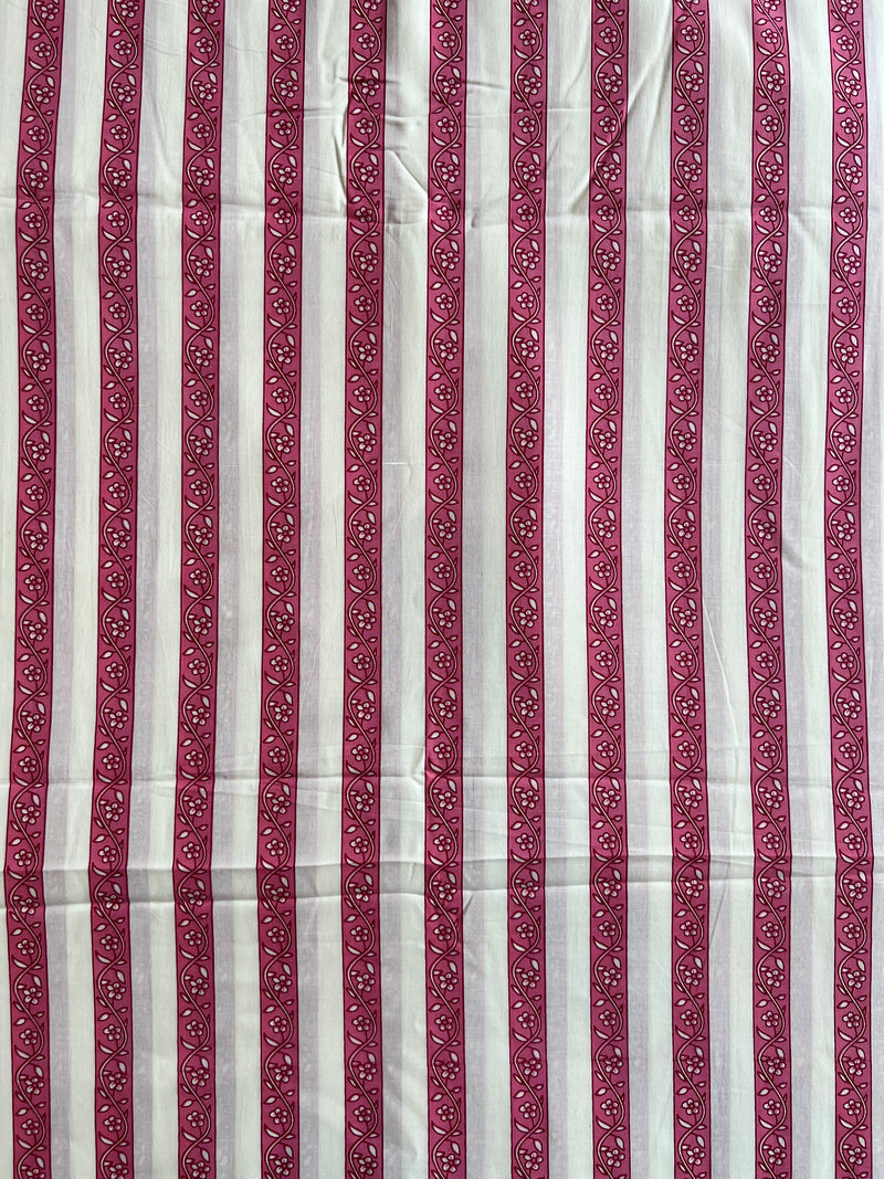 Pink Stripes Printed Cotton Fabric
