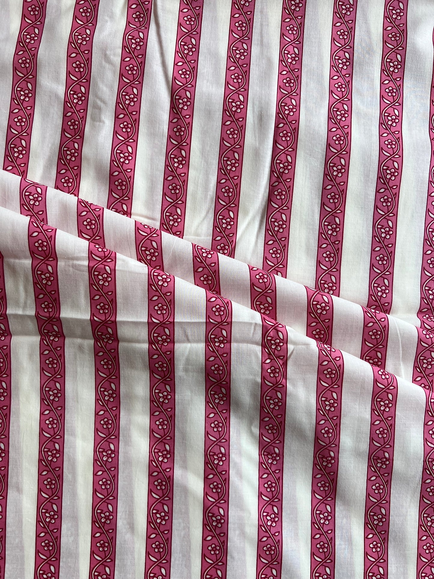 Pink Stripes Printed Cotton Fabric
