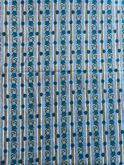 Blue Stripes Printed Cotton Fabric