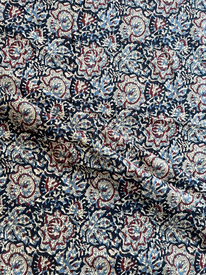 Blue Dabu Printed Cotton Fabric