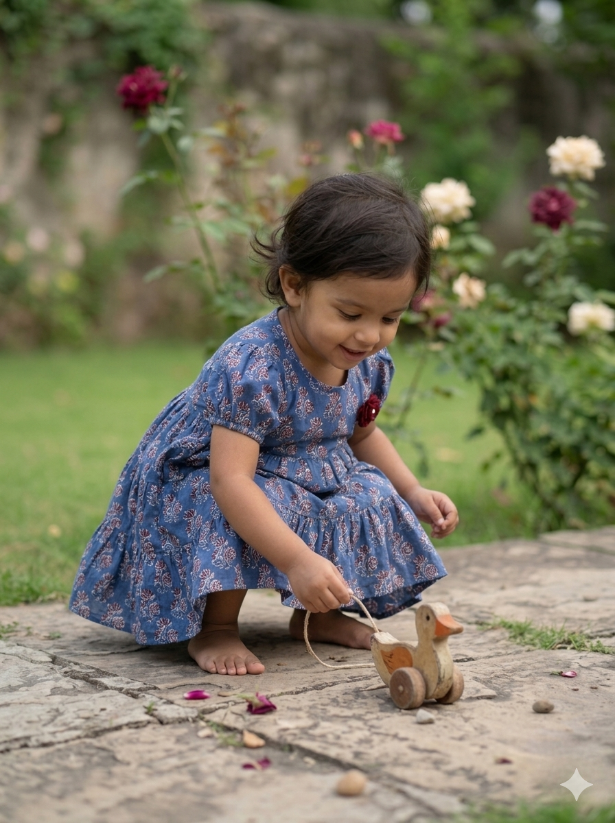 Midnight Floral Jaipur Frock