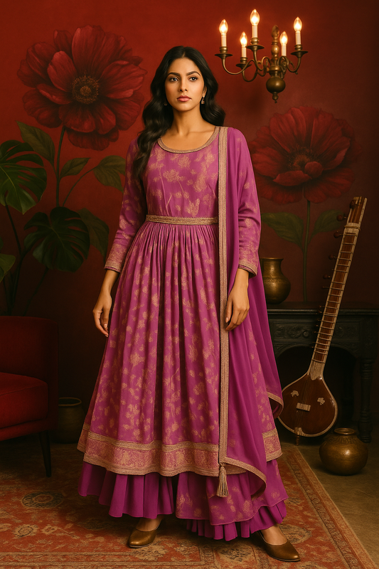 Banarsi Weaved Naira Cut Palazzo Suit
