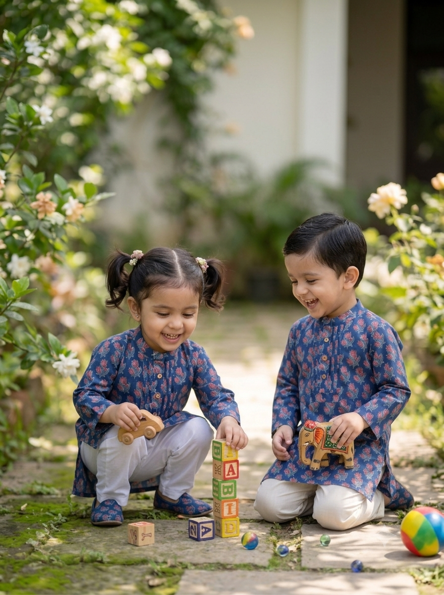 Royal Bagru Kurta Set