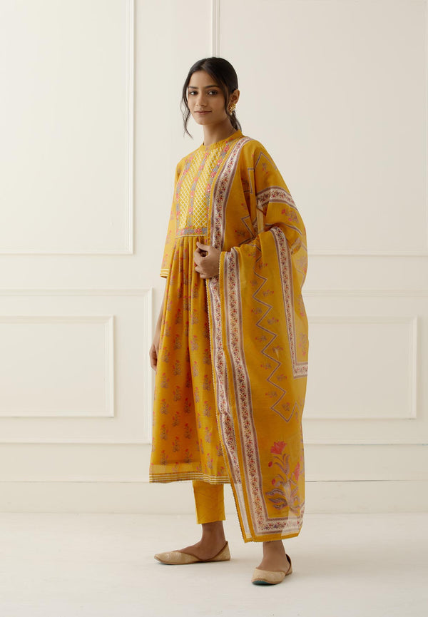 Mustard Embroidered Suit Set