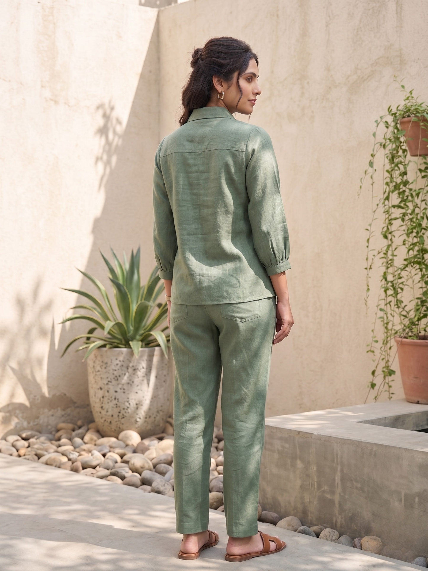 Green Linen Co-ord Set