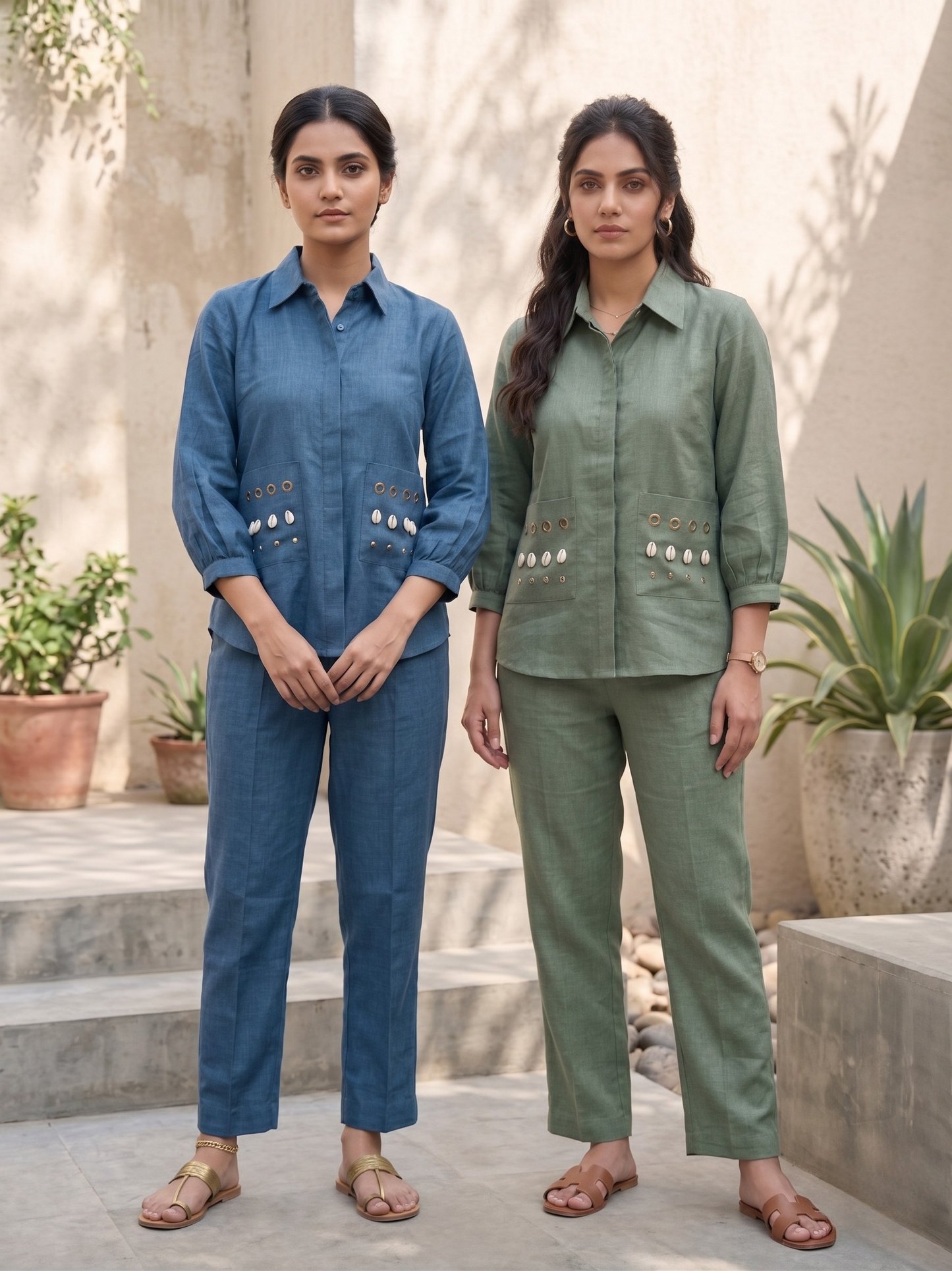 Green Linen Co-ord Set