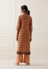 Traditional Printed Suit with Hand Kantha Work Dupatta Set