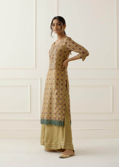 Lime Gota Work Suit Set with contrast Bhandani Dupatta