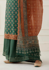 Rama Green Gota Work Suit Set with contrast Bhandani Dupatta