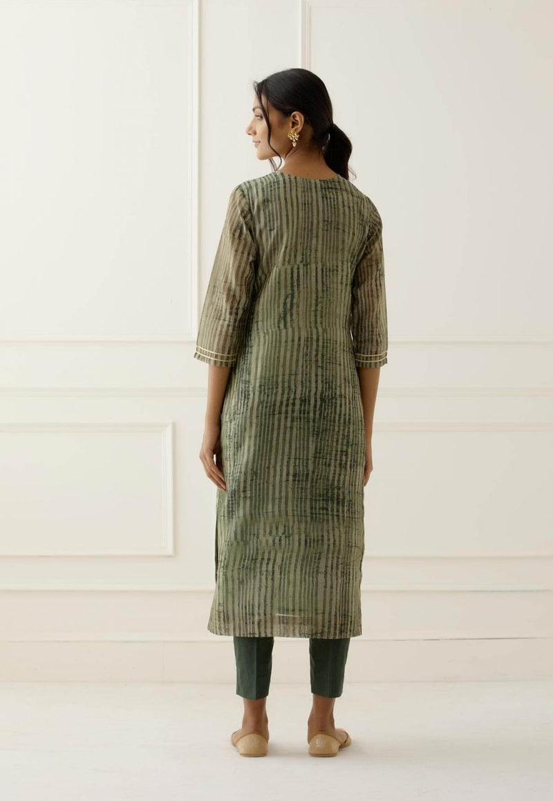 Green Tube Work Designer Chanderi Suit Set