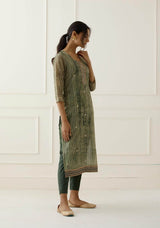 Green Tube Work Designer Chanderi Suit Set