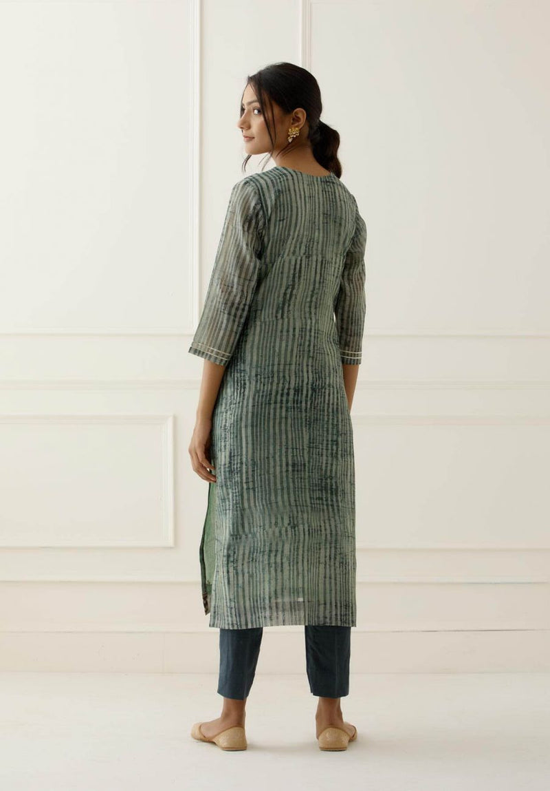 Blue Tube Work Designer Chanderi Suit Set