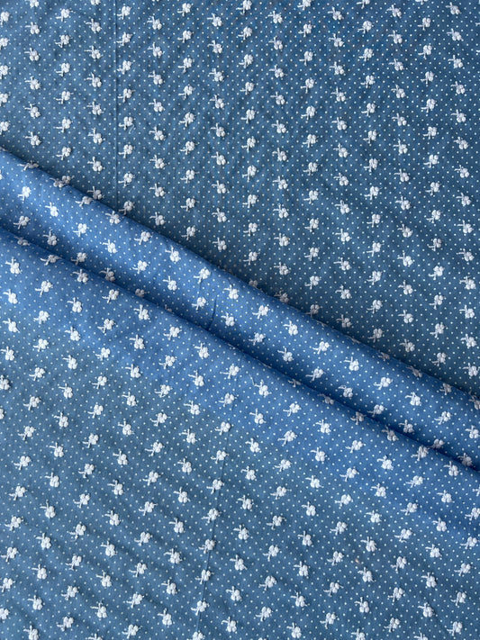 Sky Blue Embroidered Cotton Fabric