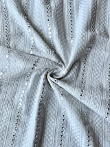 White Cotton Embroidered Fabric