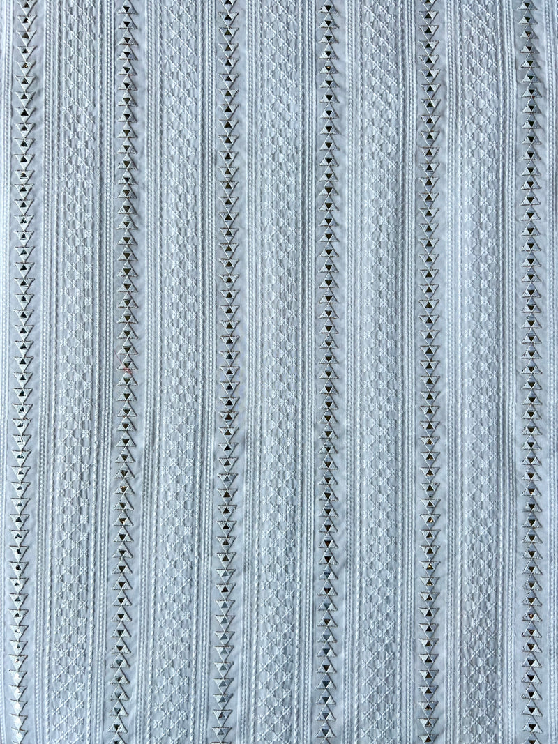 White Cotton Embroidered Fabric