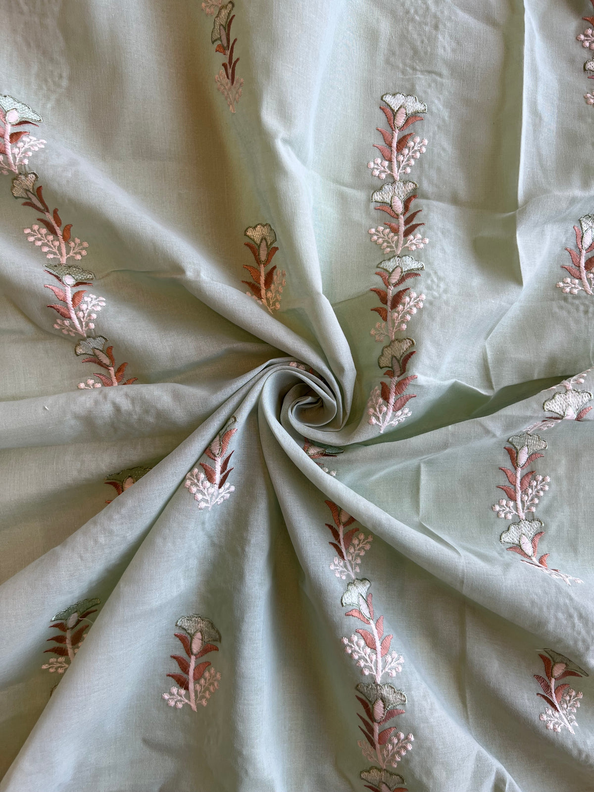 Pista Green 2 by 2 Rubia Embroidered Fabric – Lavanya India