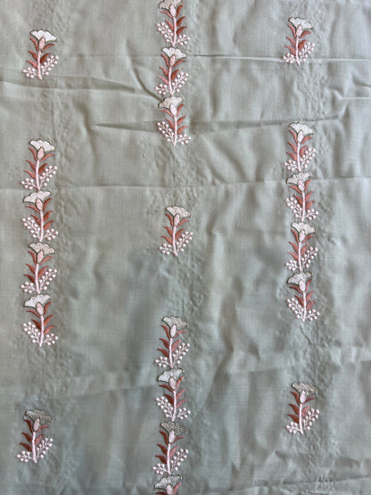 Light Green 2 by 2 Rubia Embroidered Fabric