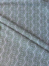 Mint Green Geometrical Embroidery Cotton Fabric