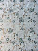 Sky Blue Floral Embroidery Cotton Fabric