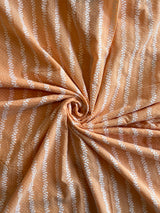 Orange Embroidered Cotton Fabric