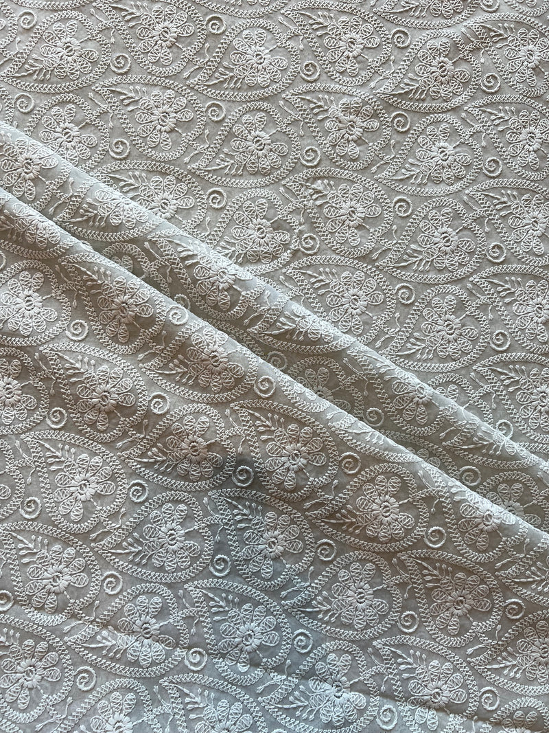 Grey Georgette Embroidered Fabric