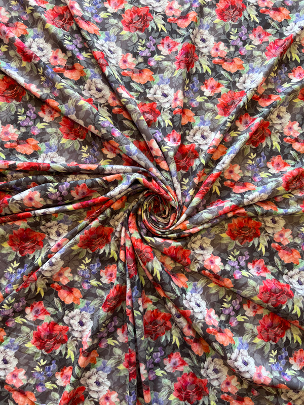 Mercerized Cotton Floral Print Fabric