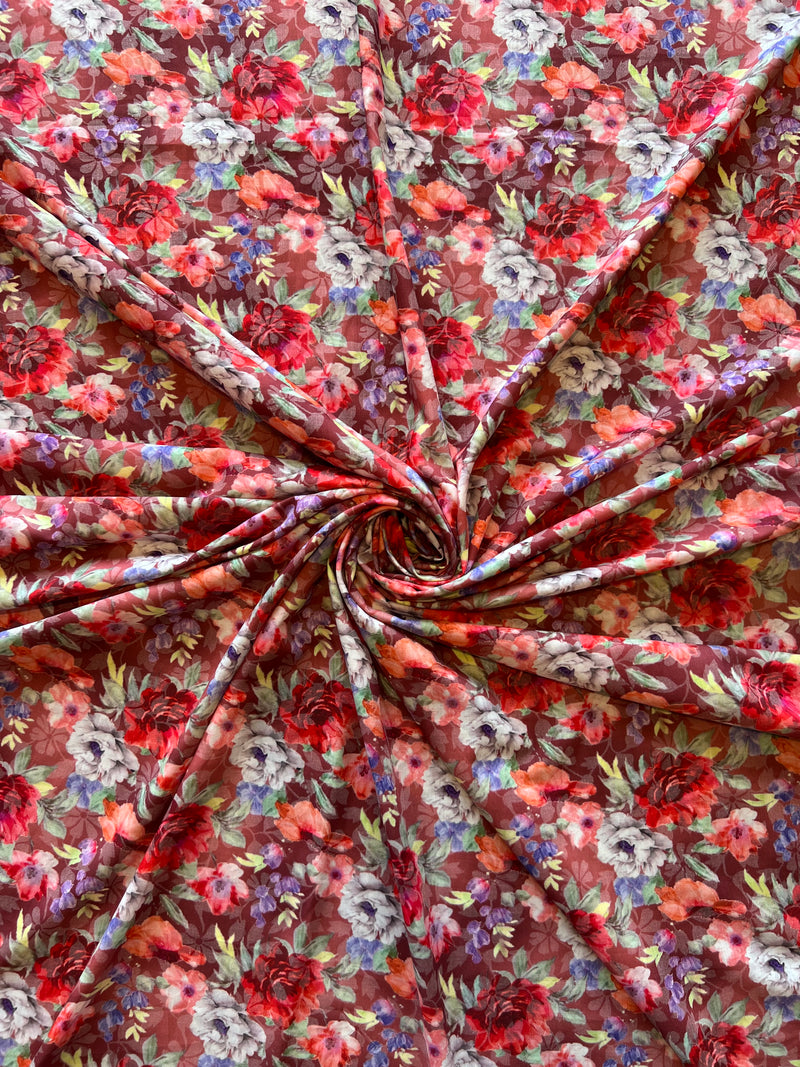 Mercerized Cotton Floral Print Fabric