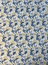 Off White Leaf Print Cotton Fabric