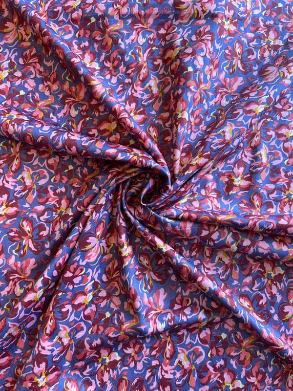Mauve Glace Cotton Multi Colour Floral Print Fabric