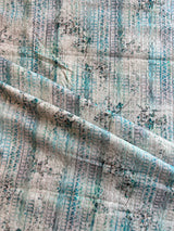 Blue Embroidered Fabric with Abstract Print Fabric