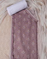 Lilac Cotton Suit with Embroidered Bottom and Chiffon Dupatta