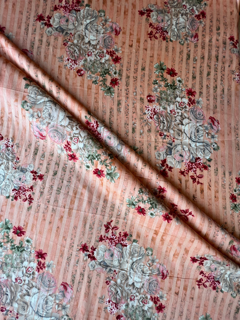 Peach Printed Cotton Fabric