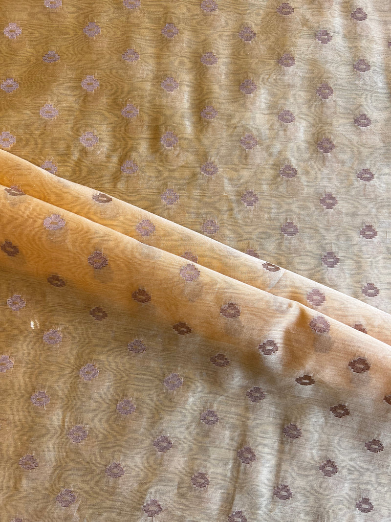 Yellow Zari Buti Weaved Fabric