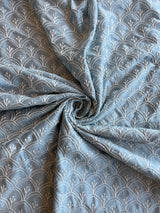 Sky Blue Embroidred Chanderi Silk Fabric