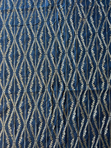 Navy Blue Munga Silk Embroidered Fabric