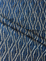 Navy Blue Munga Silk Embroidered Fabric