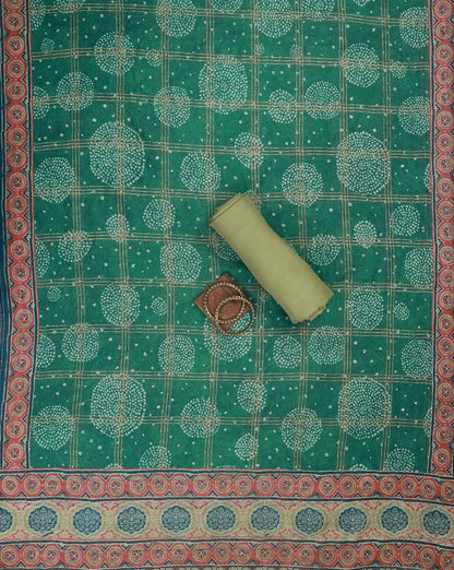 Lime Sequence and Gota Work Suit Set with contrast Bhandani Dupatta