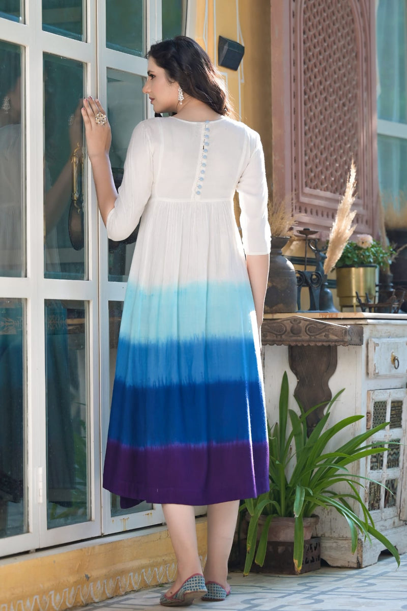 Cotton Multi Colour Dress with Mirror Work