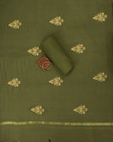 Mehandi Green Leheriya Suit Set with Zari Embroidered Dupatta