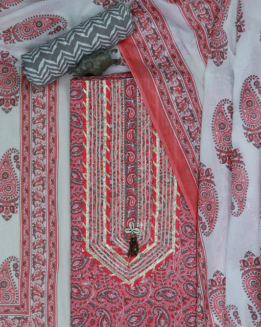 Pink Block Print Cotton Suit Set