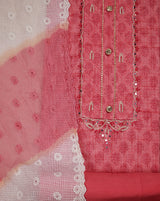 Pink Printed Cotton Suit with Embroidered Kota Doriya Dupatta