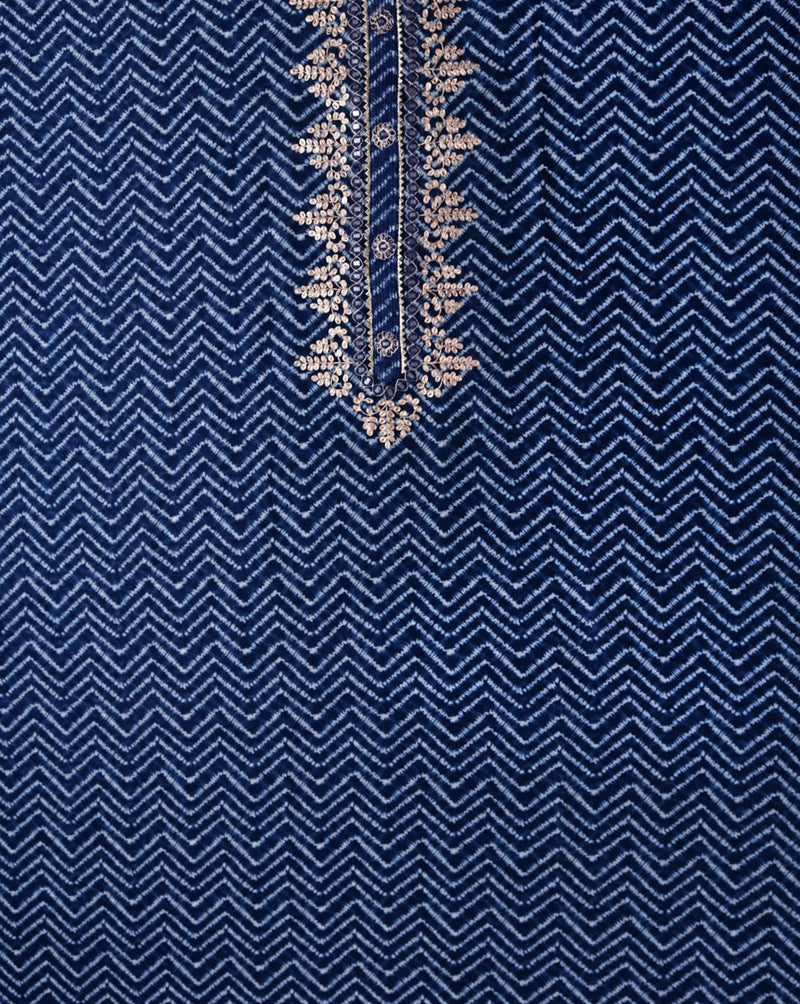Blue Chanderi Pittan Work Suit