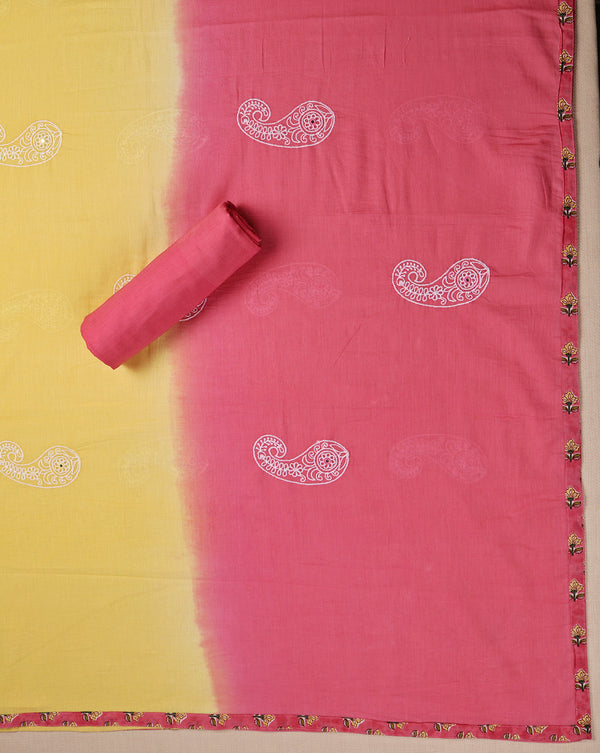 Pink Cotton Suit with Embroidered Dupatta