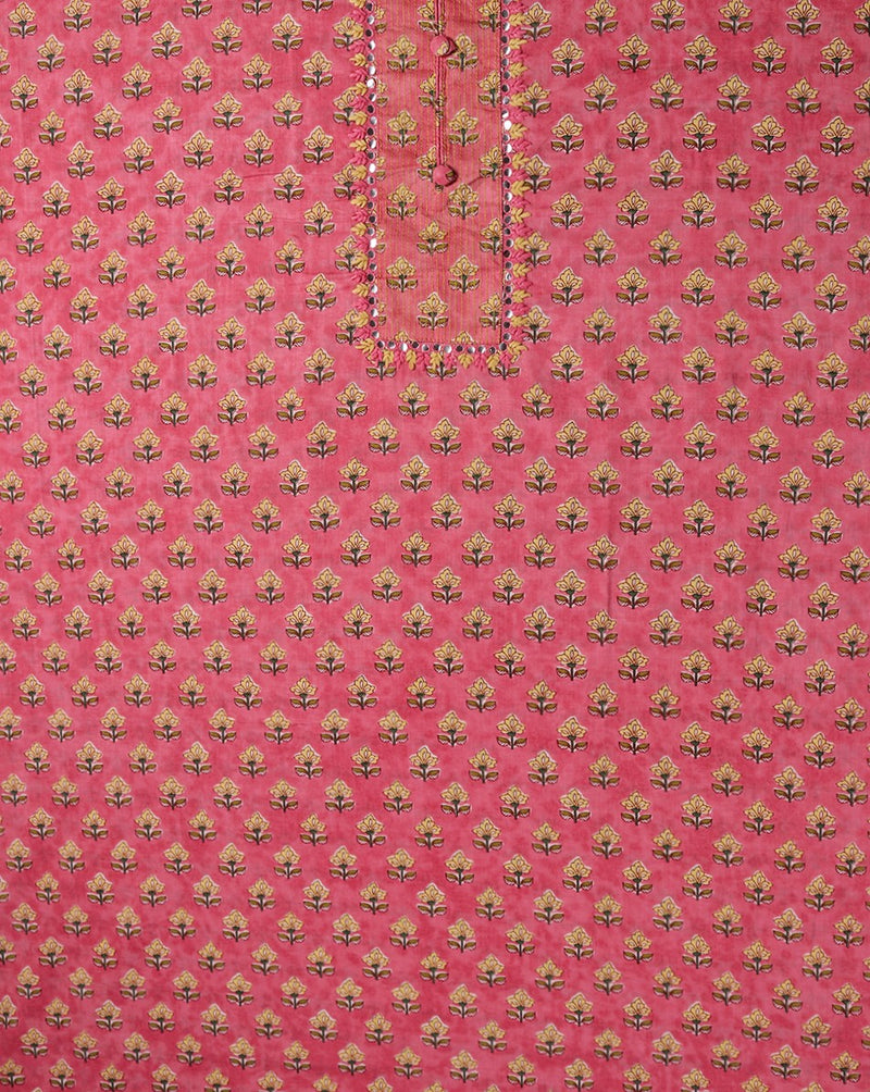 Pink Cotton Suit with Embroidered Dupatta