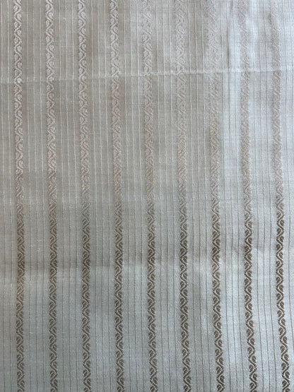 Off White Zari Strip Weaved Fabric