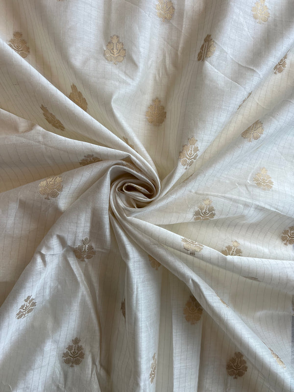 Off White Zari Buti Weaved Fabric