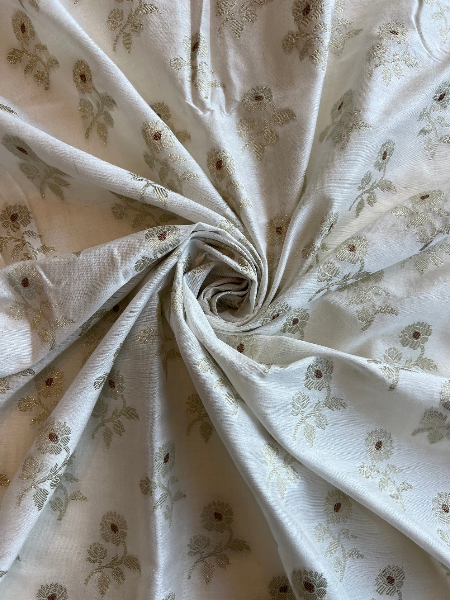 Off White Zari Buti Weaved Fabric