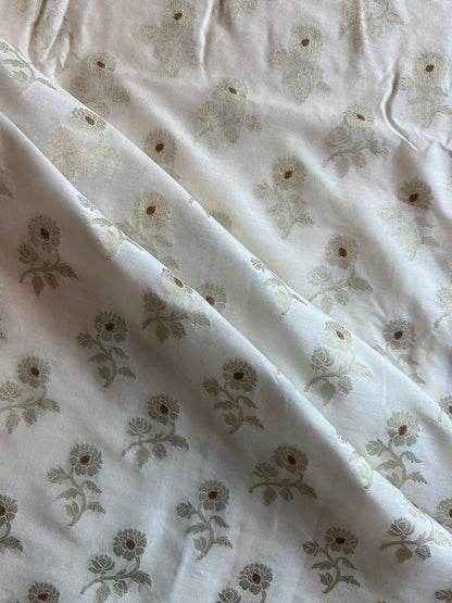 Off White Zari Buti Weaved Fabric